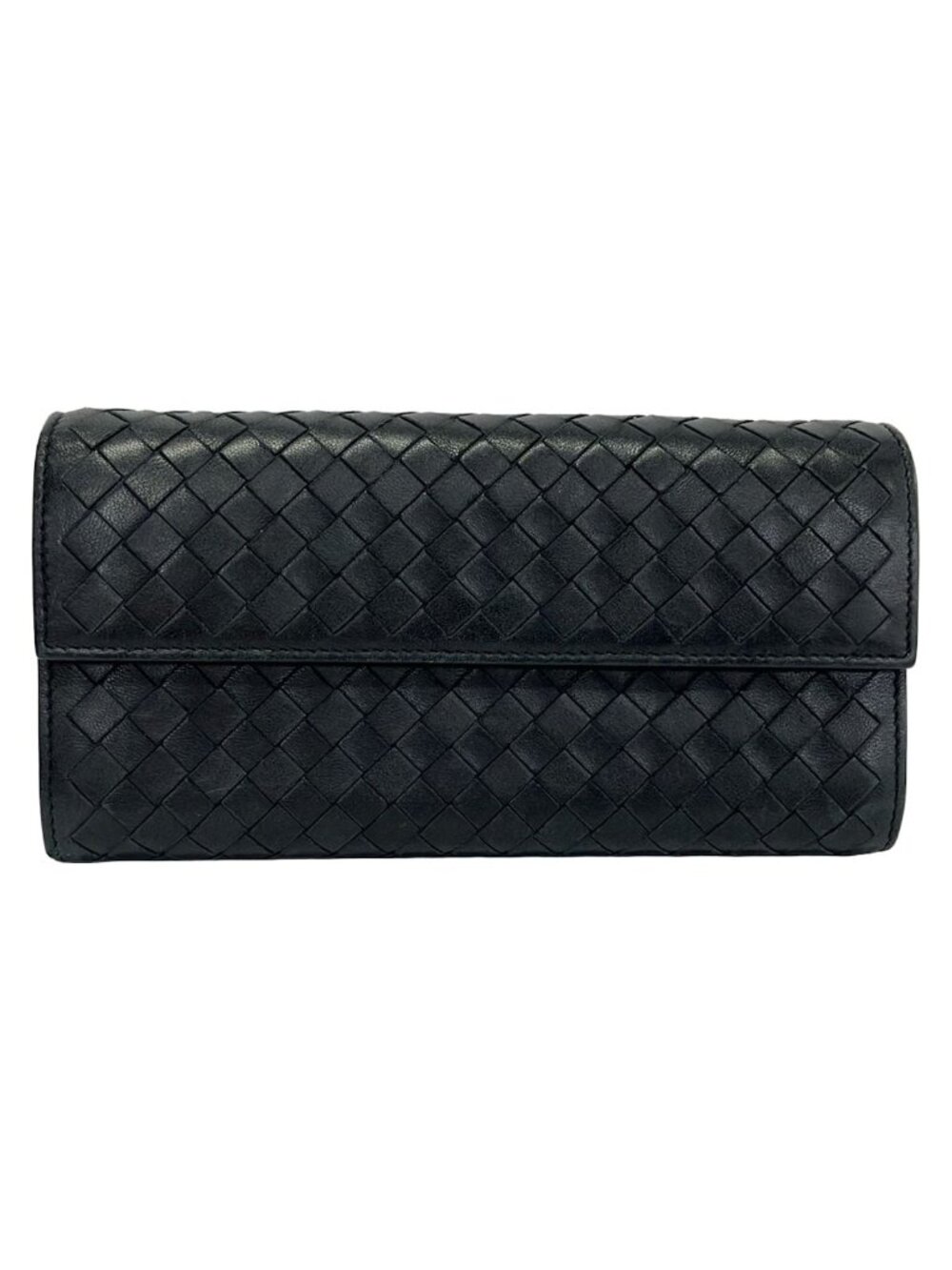 Bottega Veneta Wallet Intrecciato Dark Navy Leather